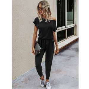 Rouge! Black Off-Shoulder Jumpsuit